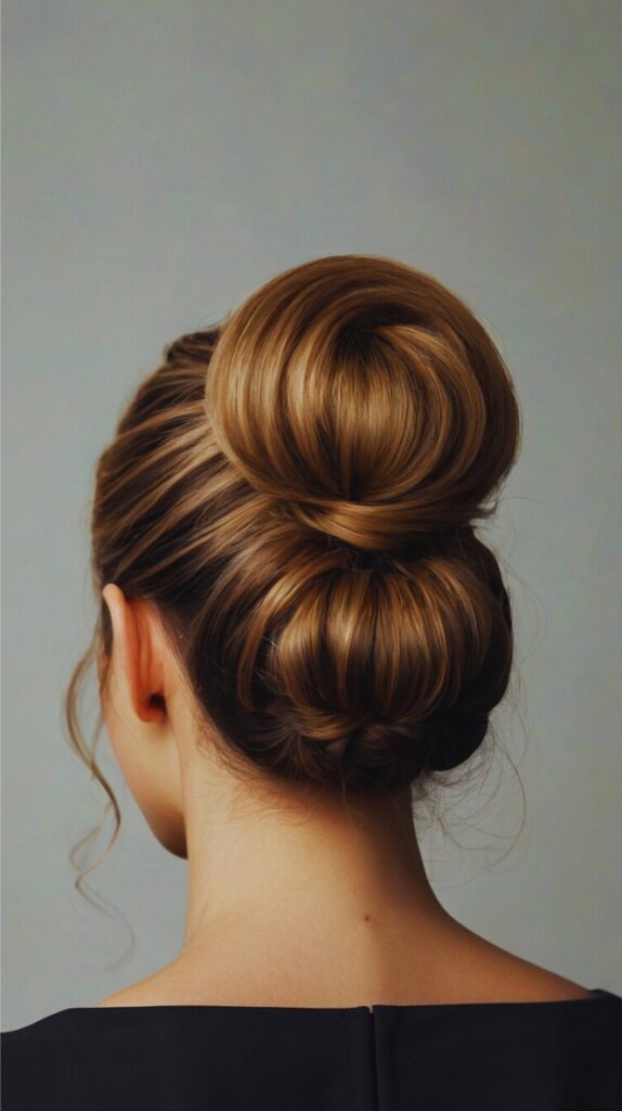 Curly Hair with a Sleek Low Bun