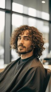 Curly Long Waves with a Middle Part