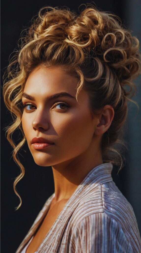 Curly Top Knot for a Trendy, Chic Look