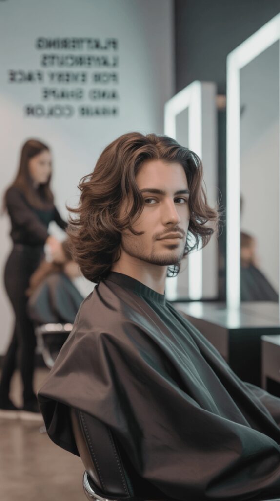 Long Wavy Hair with a High Fade