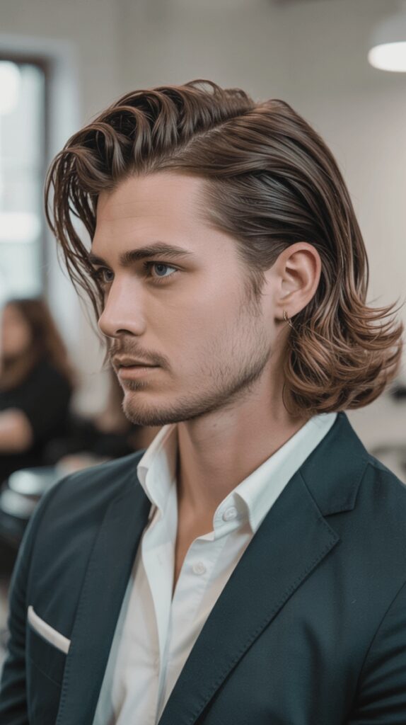 Long Wavy Hair with a Quiff