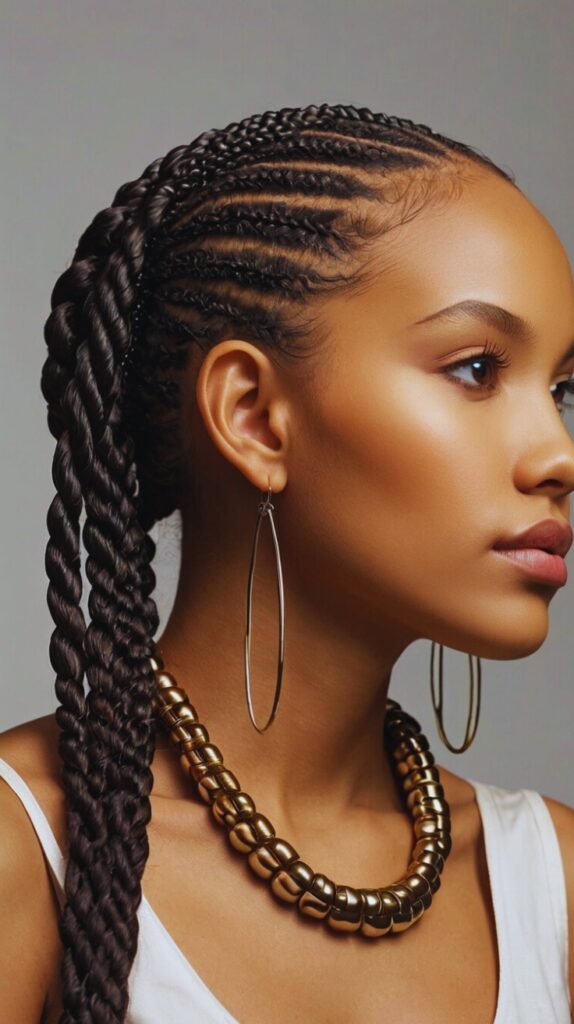 Low Fulani Twist Ponytail