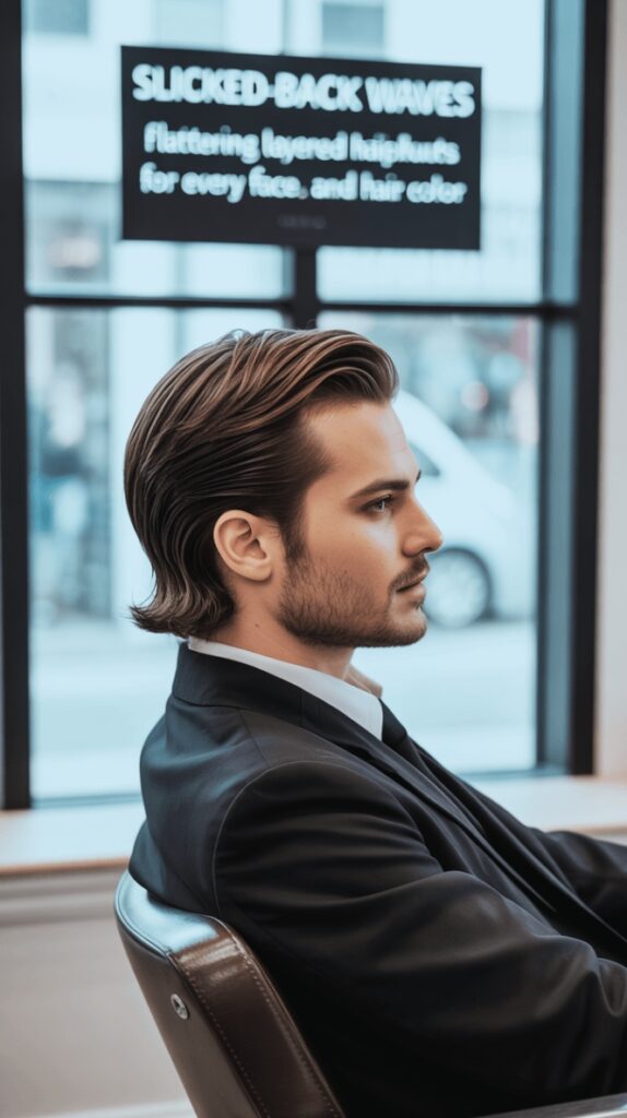 Slicked-Back Waves to get Composed Look