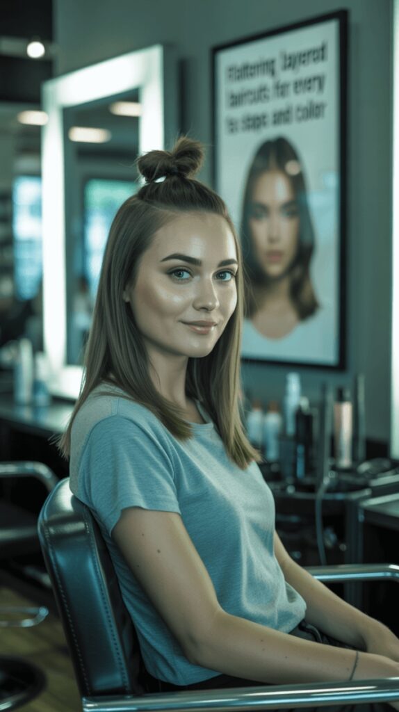 Straight Long Hair with a Low Ponytail