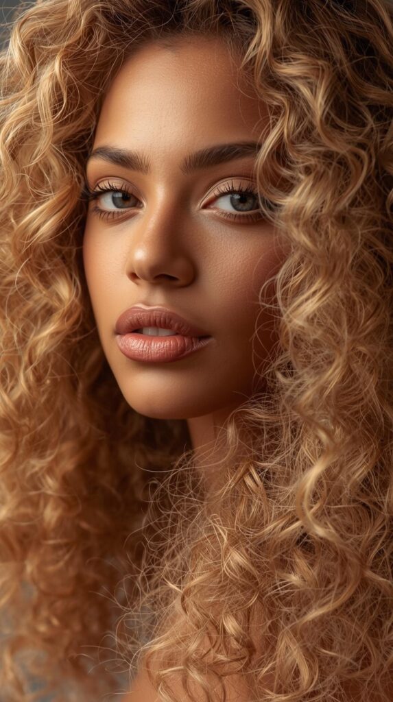 1.-Honey-Blonde-Highlights-on-Natural-Curls