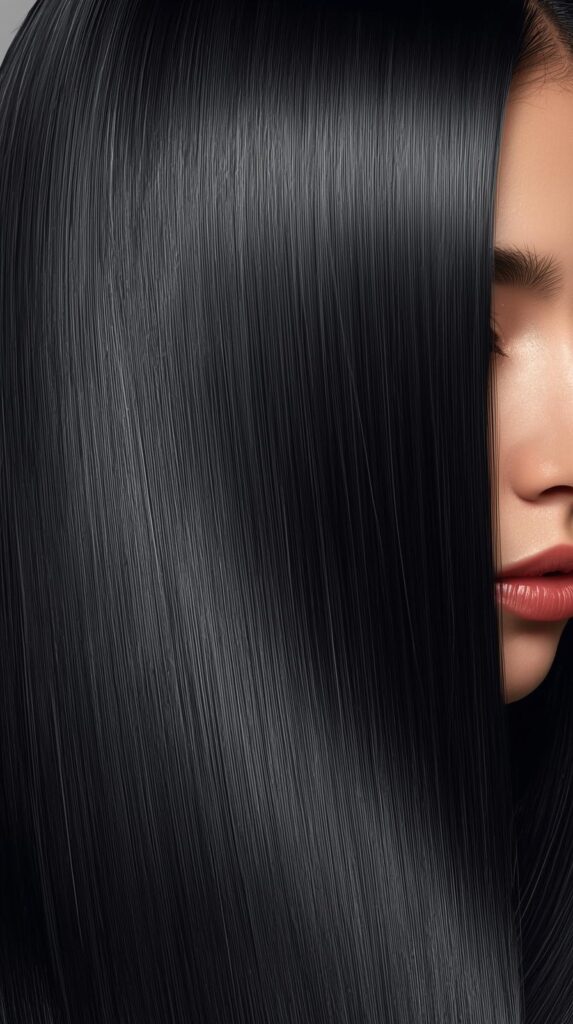 1. Sleek Straight Jet Black Hair