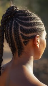 10. Fulani Braids with Knotless Ponytail