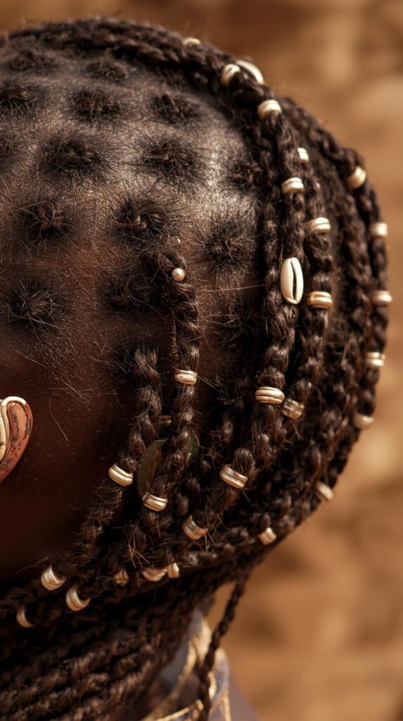 11. Fulani Knotless Braids with Accessories