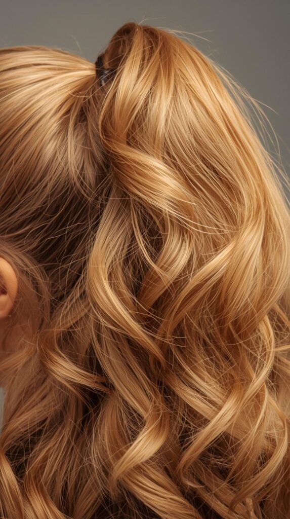 11. Honey Blonde Curly Ponytail Wig