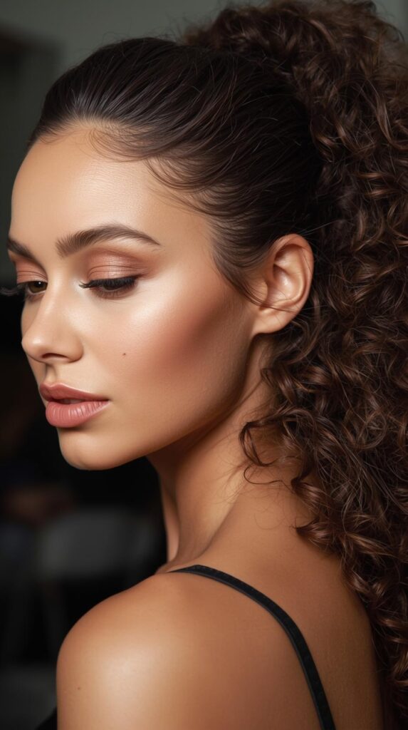 12. Curly Ponytail with Sleek Edges
