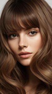 12. Curtain Bangs with Wavy Hair
