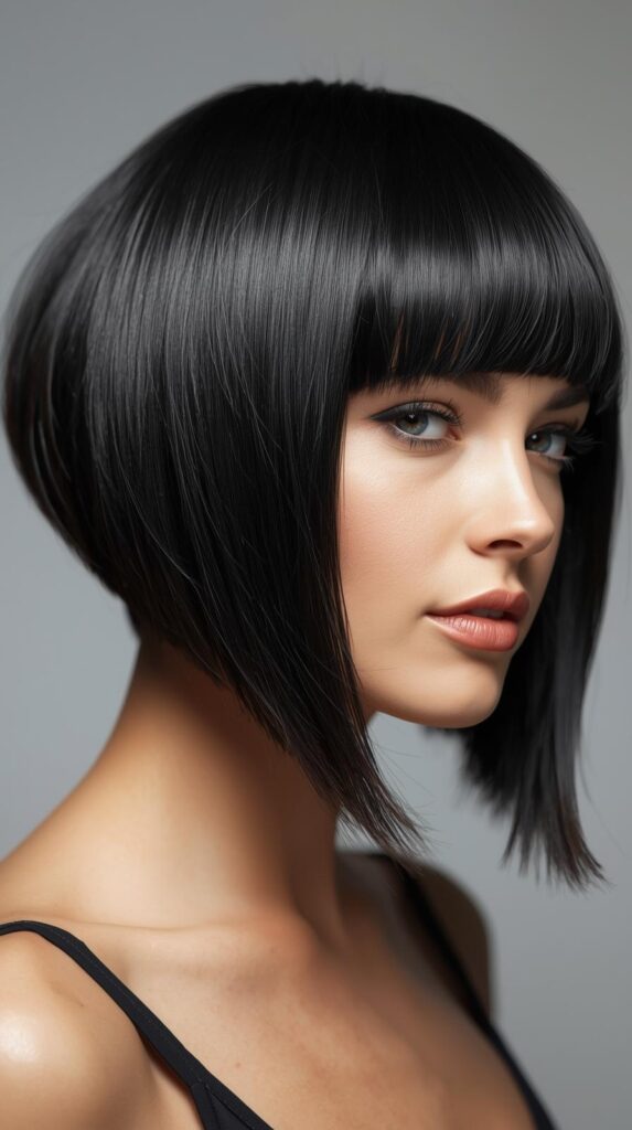 12. Jet Black Layered Bob