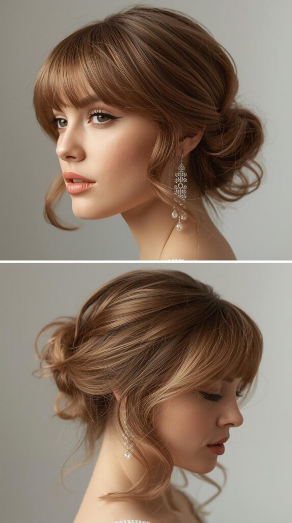 13. Curtain Bangs with Updos