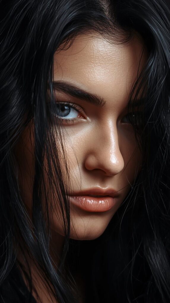 13. Highlighted Jet Black Hair