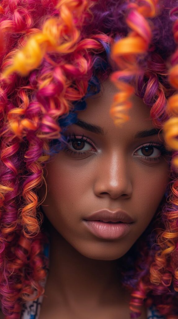 15. Bold Colored Curly Styles