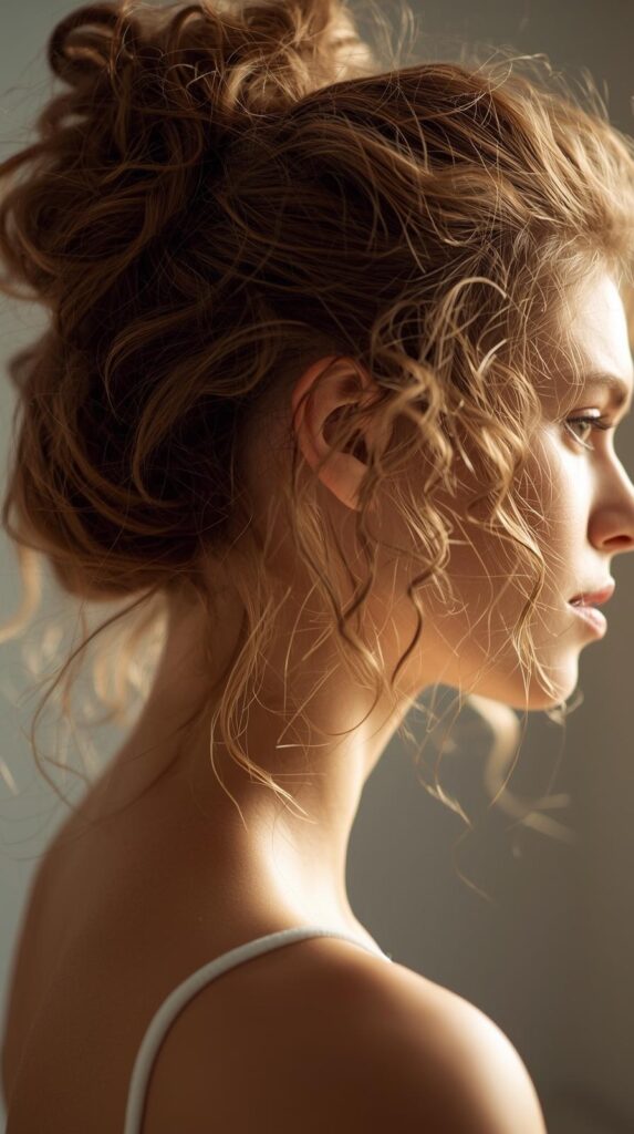 16. Messy Curly Bun