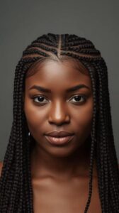 2. Fulani Braids with Knotless Middle Part
