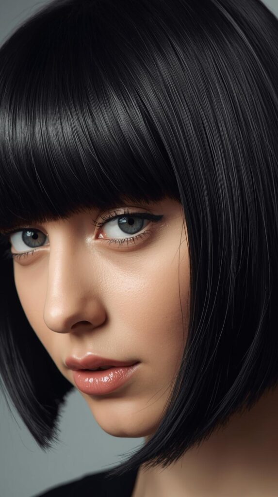 2. Jet Black Bob Cut