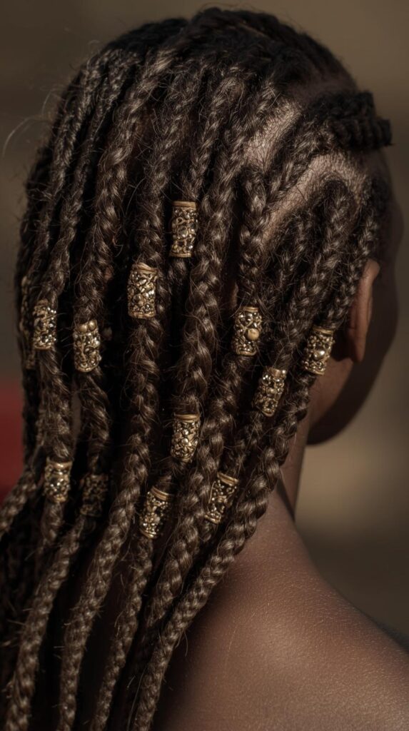 3. Fulani Knotless Braids with Beads