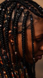 3. Fulani Knotless Braids with Beads