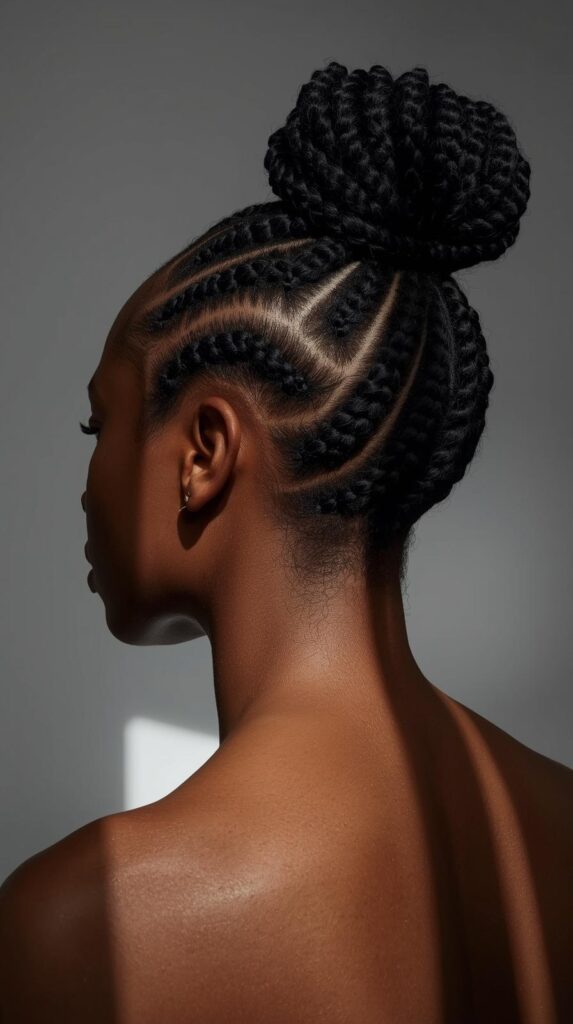 5. Classic Box Braids Styled Up