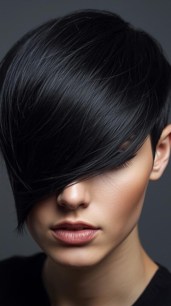 5. Jet Black Pixie Cut