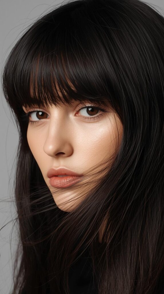 6. Wispy Bangs with Straight Hair