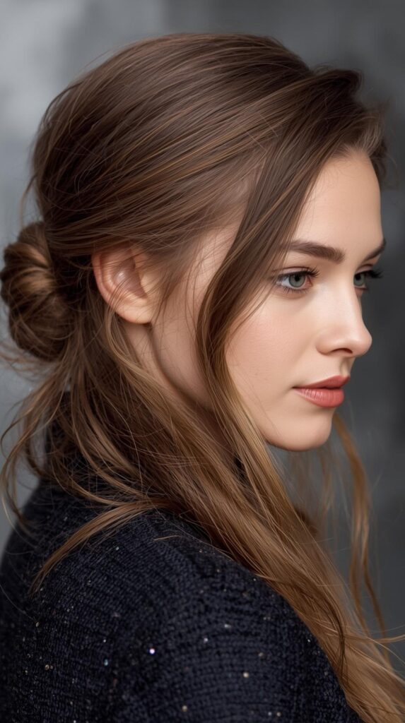 7. Half-Up Bun (“Hun”)