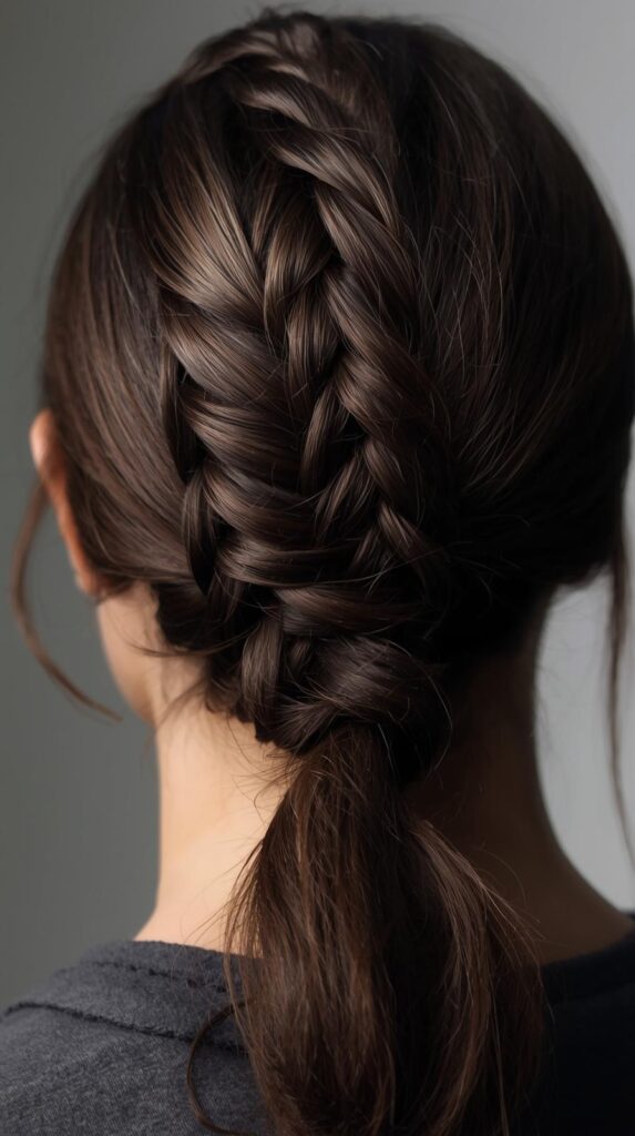 8. Braided Low Ponytail