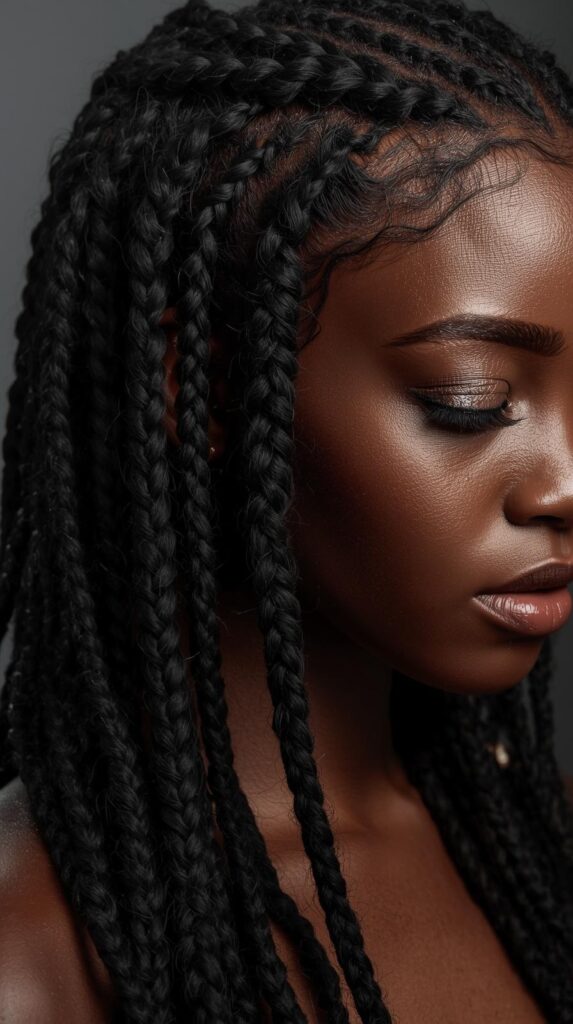 8. Knotless Fulani Braids with Feed-Ins