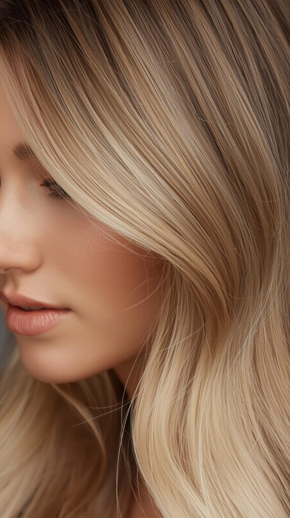 9. Buttery Blonde with Root Smudge