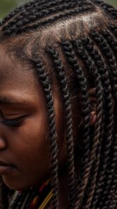 9. Fulani Knotless Braids with Side Part