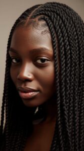 9. Fulani Knotless Braids with Side Part