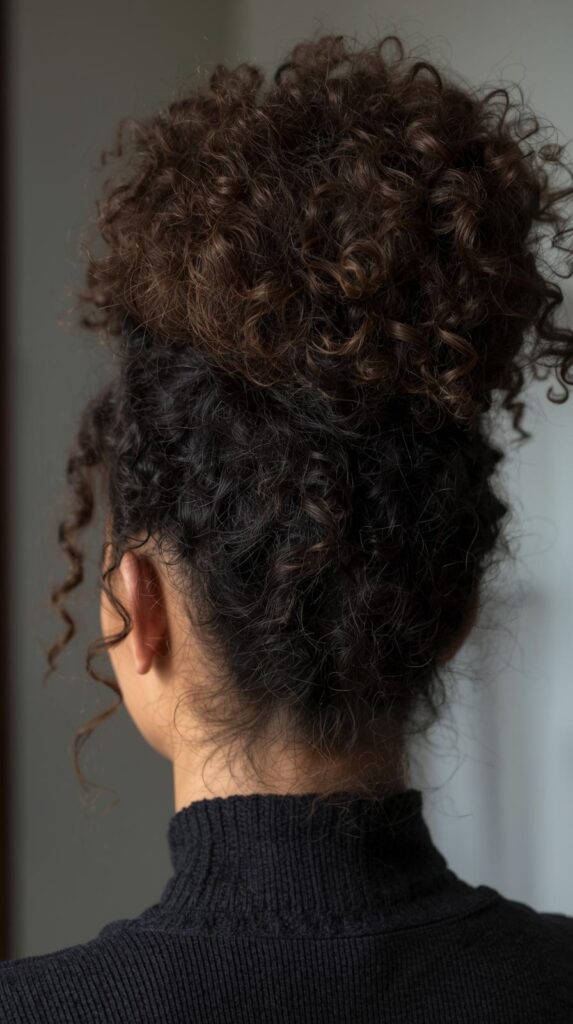 Curly Top Knot Bun