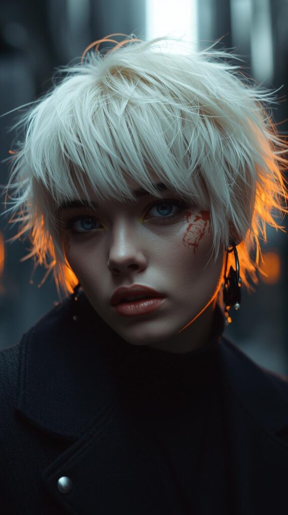 Fringe Revolution: Rock the Future with Textured Platinum Locks