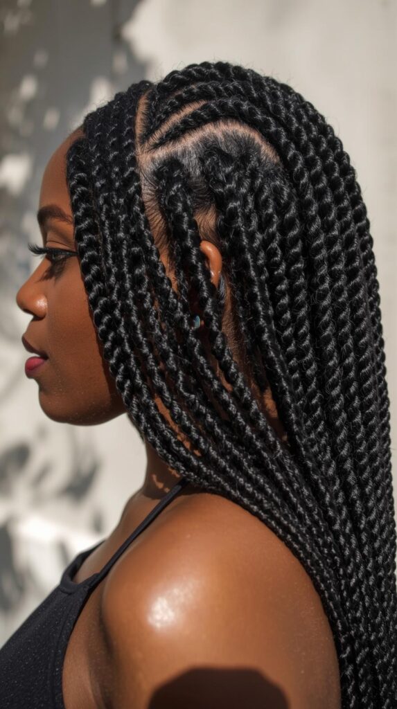 Protective Box Braids on Coily Hair