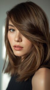 Side-Swept Bangs with Medium Length Hair