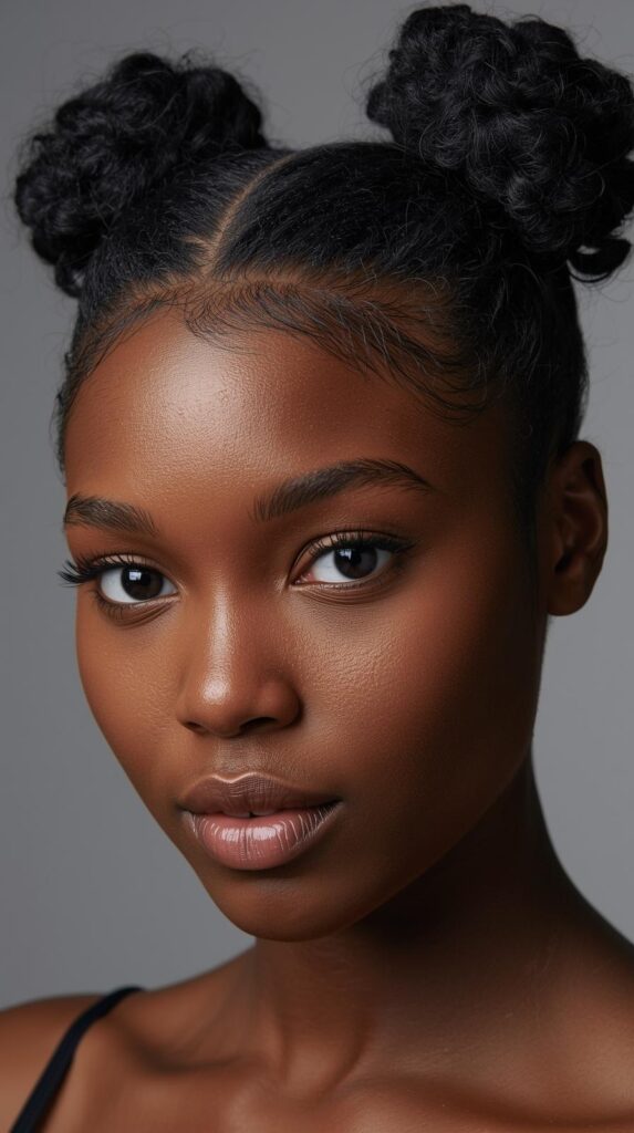 Space Buns with Coily Texture