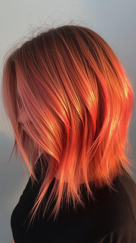 Sunset Glow: The Show-Stopping Shag with a Blushing Cascade