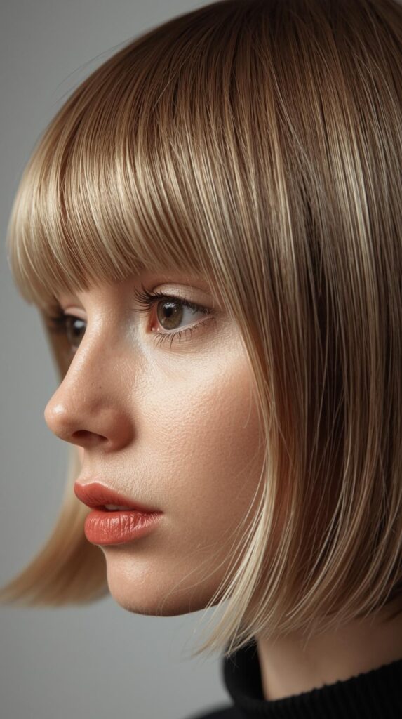 The Sleek Modern Shag with a Fresh Fringe