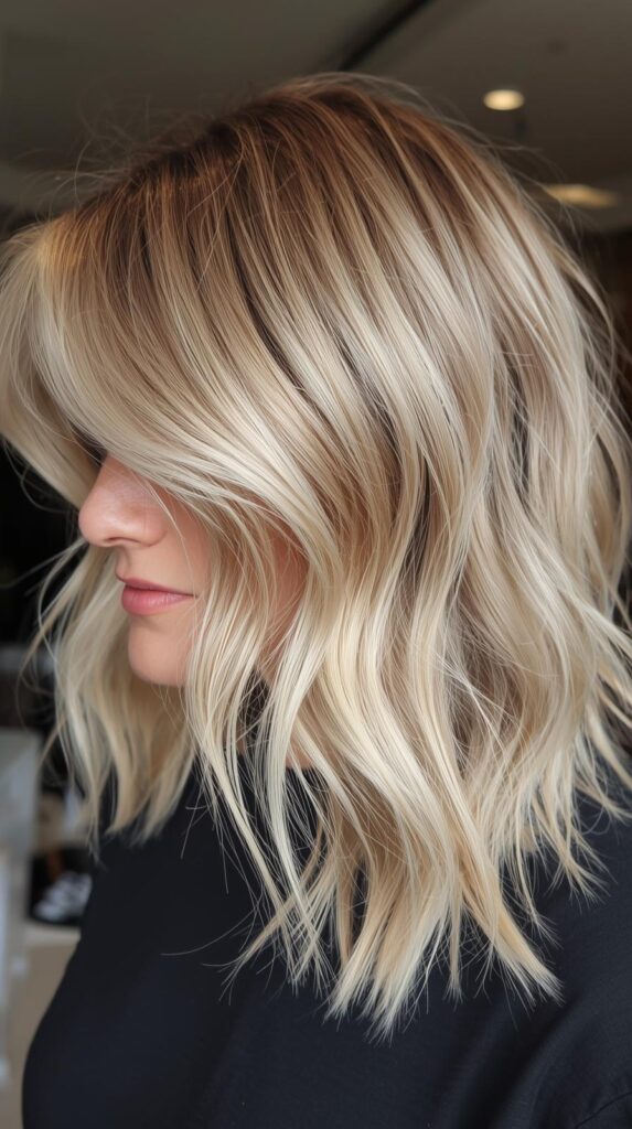 Wavy Magic: The Irresistible Shaggy Blonde Cut