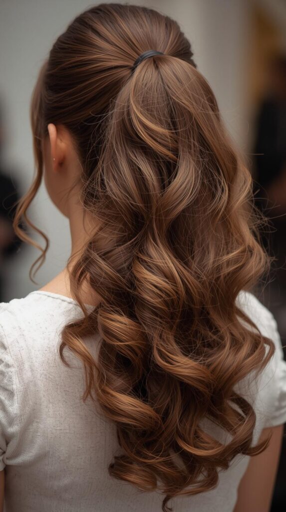 1. Classic High Curly Ponytail