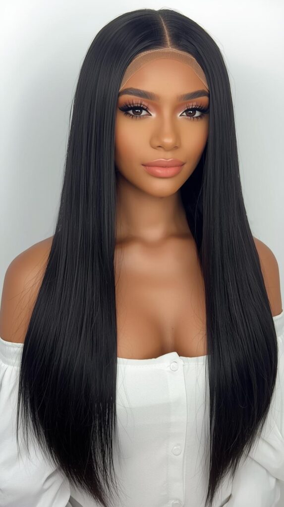 1. Straight Long Black Wig