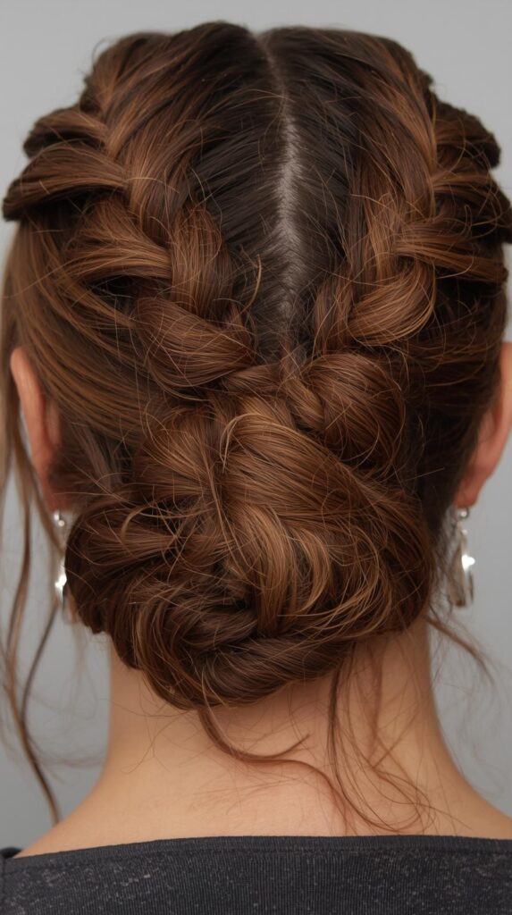 10. Braided Updo with Twists