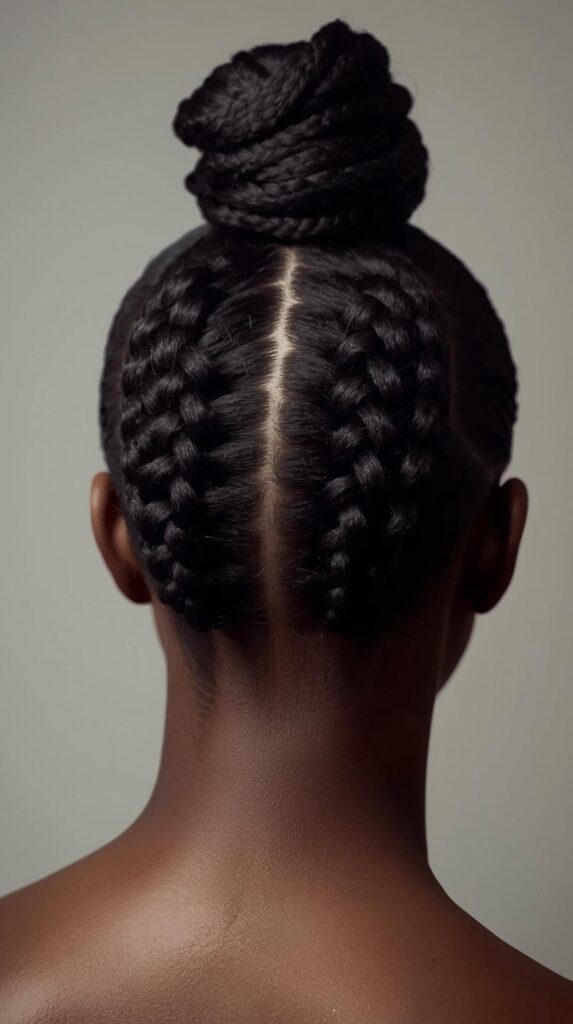 10. Cornrow Bun Style
