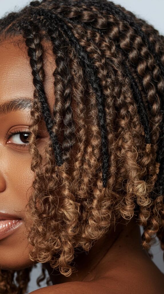 10. Cornrows with Loose Permed Ends or Soft Curls