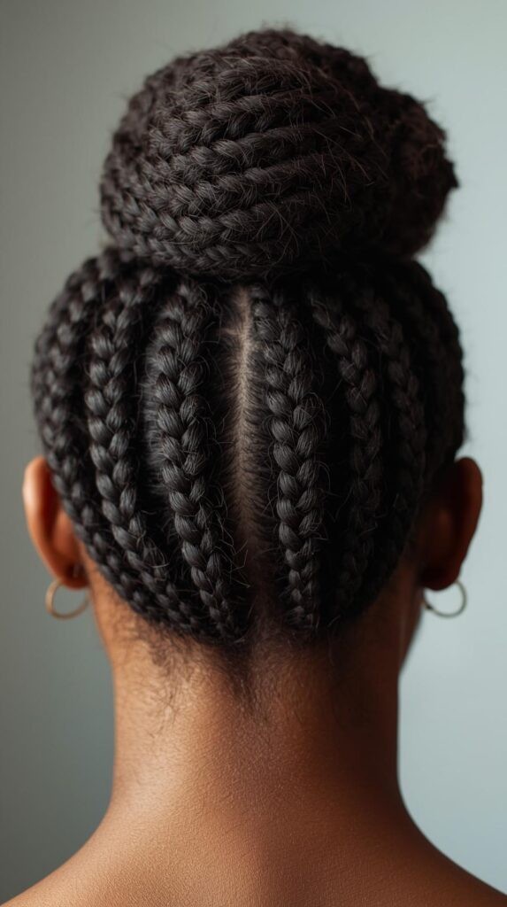 10. Feed-In Cornrows into a Bun