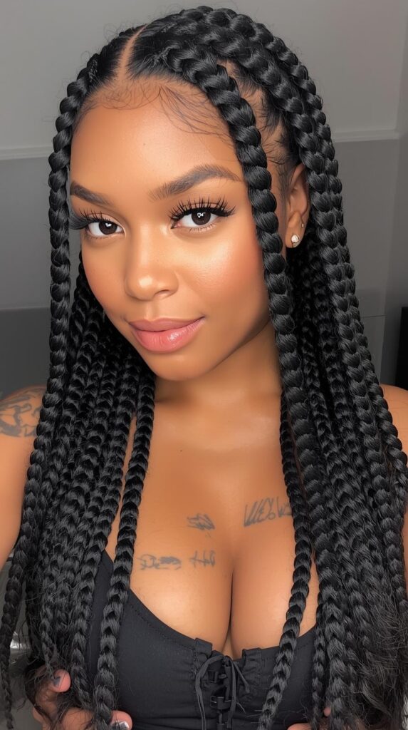 10. Half Up with Box Braids