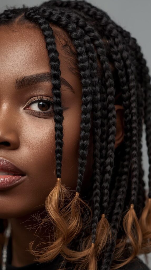 11. Cornrows with Loose Ends or Curly Tips