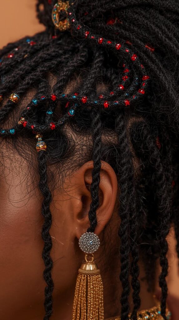 11. Defined Bantu Knot Out with Accessories